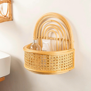 Exquisite Handwoven Rattan Rainbow Wall Basket <b>Shelve</b> Top Selected Essentials <b>for</b> Bathroom & Living Room - Product Image 1