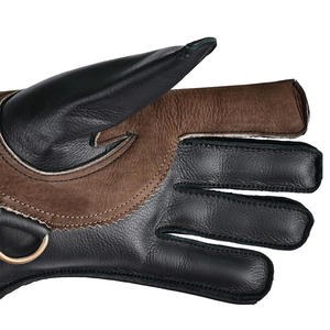 Gant de fauconnerie en cuir avec broderie d'aigle, marron et noir, design durable pour la chasse en toutes saisons, taille unique, style luxueux - Product Image 5