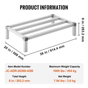 Scaffalatura Commerciale in Alluminio Saldato da 8FT, Capacità 36FT X 20FT, per Alimenti, con Portata di 1000 Libbre, Scaffali Utilitari per Stoccaggio - Product Image 4