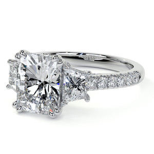 Anillo de compromiso de oro con diamante de laboratorio de lujo, certificado IGI, corte radiante trapezoidal, de tres piedras, para mujer - Product Image 5