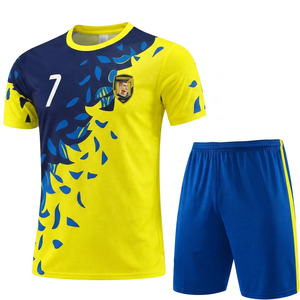 Cristiano <b>Ronaldo</b> Soccer <b>Jersey</b> Set Yellow Navy Plant Print Heat-Transfer Breathable Polyester Men Adult Regular Fit Sleeveless - Product Image 2