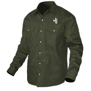 Chemise de soudage et chemise de sécurité pour l'industrie pétrolière et gazière, couleur verte, OEM, nouvelle tenue de sécurité, chemise de travail pour soudeurs, chemises FR personnalisées pour hommes - Product Image 2
