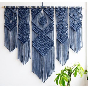 Art mural en macramé en coton fait main |   Design géométrique |   Vente en gros depuis l'Inde - Product Image 6