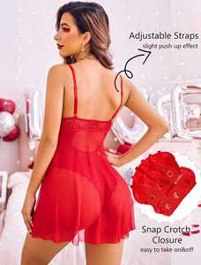 Body de lingerie en satin noir pour femme, à motif floral en dentelle, sans manches, col licou, style short sans bretelles, vêtement de nuit à taille élastique - Product Image 6