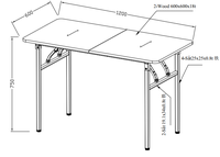 Table de bureau pliable moderne en bois et métal, bureau pliant gain de place, mobilier d'intérieur