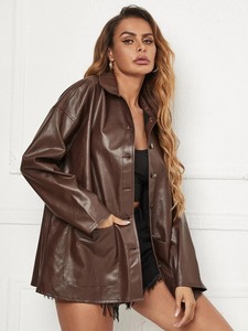 Wholesale High Quality Plus Size Motorcycle Sheep Skin Knitted Breathable Eco-Friendly <b>Lightweight</b> Women's <b>long</b> leather <b>Coat</b> - Product Image 4