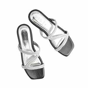 Sandales à talons fantaisie noires FN7931 Pantoufle - Product Image 1