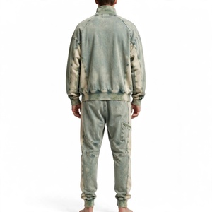 Veste en jean délavée pour homme, col montant, fermeture éclair, couleur dégradée, coupe ample, style workwear, vêtement d'extérieur décontracté - Product Image 2