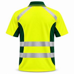 Camiseta Polo Reflectante Personalizada OEM para Hombre, Ropa de Trabajo de Manga Corta con Paneles Laterales en Contraste, Cinta Plateada Sólida, Uniforme para Personal de Entrega en Sitio de Trabajo - Product Image 2