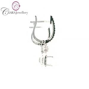 AU750สีขาว/เหลืองทอง18K ต่างหูทรงหยดน้ำ0.50CT แบบกึ่งติดตั้ง - Product Image 4