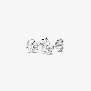 Pendientes de Diamante Cultivado en Laboratorio con Certificación IGI, Claridad VVS2, Corte Redondo, Montura de Garras, Estilo Martini, Oro Blanco de 14K con Baño de Rodio, Modernos - Product Image 2