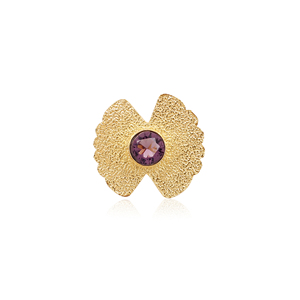 Purple Amethyst Hydro <b>Ring</b> for Women Gold Plated Brass <b>Adjustable</b> Trendy Gemstone <b>Ring</b> - Product Image 1