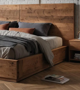 Nordic Minimalist Wooden <b>Box</b> Spring <b>Bed</b>-<b>Solid</b> <b>Wood</b> Frame Adjustable Height Eco-Friendly Durable Space Saving for Bedroom - Product Image 6