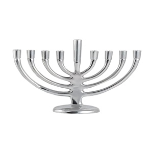 Candelabro de aluminio satinado plateado de nuevo diseño Hanukkah Jewish Menorah 9 brazos para regalo y decoración del hogar - Product Image 1