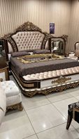 Viktorianisches Kingsize-Bettset mit Gepolstertem Faserkopfteil Antiker Holzrahmen Schlafzimmermöbel Royal Collection Schlafzimmer-Set