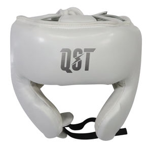 Casque de boxe professionnel blanc en cuir PU respirant, réglable, pour MMA, kickboxing et entraînement en salle de sport - Product Image 1