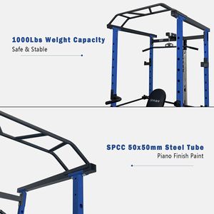 7ft regolabile per accessori da palestra con barra olimpionica per casa Fitness Power Cage con capacità di 1000Lbs con stazione multifunzione completa - Product Image 5