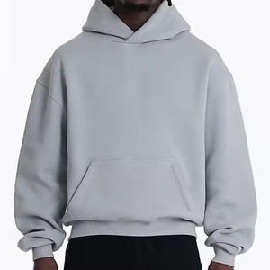 Sweat à capuche ample et épais pour homme, 100 % coton, sans cordon, en molleton, coupe courte, qualité supérieure 2026 - Product Image 2