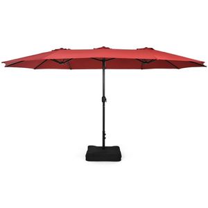 Sombrilla Doble para Patio de 15 Pies con Manivela, Estructura de Acero y Base de Arena para Jardín o Parque - Product Image 1