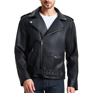 Chaqueta de cuero PU para hombre, informal, de alta calidad y muy vendida, chaqueta de PU ajustada y personalizada para motociclistas - Product Image 2