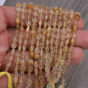 Rutilated Quartz 6x4mm Oval Faceted Beads Natural Golden Rutile <b>Hand</b> Cut Semi Precious Gemstone Loose Beads For Jewelry Making - Product Image 1