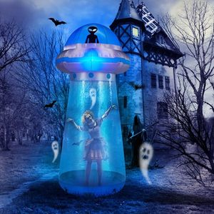 Decorazione Gonfiabile UFO di 2,67 m per Halloween con Luci LED e Supporto Integrato per Decorazioni Esterne Festive - Product Image 4