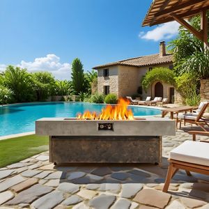 56 X 23 in Tabletop Propane Firepits 50,000 BTU Outdoor <b>Firepit</b> <b>Table</b> for Patio Balcony Three Height Options - Product Image 4
