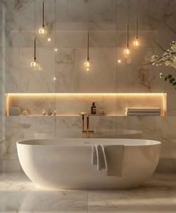 Bañera Independiente de Mármol Natural Tallada a Mano de Lujo, con Desagüe, Ecológica, Estilo Europeo Rústico, para Baño Interior de Villa - Product Image 3
