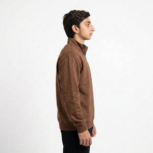Sweat-shirt personnalisé pour homme avec fermeture éclair quart de tour, en mélange de coton et polaire brossée, coupe classique, col montant, vêtement de sport décontracté - Product Image 4