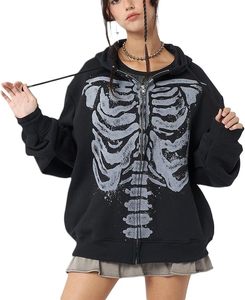 Sudadera con Capucha de Disfraz de Esqueleto para Mujer ROMEO INDUSTRY, 100% Poliéster, Transpirable, Informal, de Forro Polar para Invierno y Otoño - Product Image 3