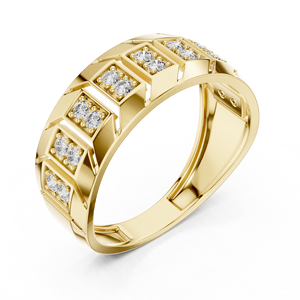 Anillo Clásico de Diamantes Cultivados en Laboratorio con Corte Redondo, Oro Amarillo de 18K/14K, DEF VVS, Anillos de Banda para Hombre con Diamantes en Racimo, Joyería Fina al por Mayor OEM - Product Image 3