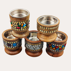 Multi diseño ecológico hecho a mano Mango madera Metal incrustaciones árabe Bakhoor quemador conjunto 5 piezas elegante incienso titular difusor - Product Image 1
