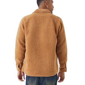 Men's <b>Fleece</b> <b>Jacket</b> Solid Color Stand Collar Casual Winter Wear Breathable Cotton <b>Lining</b> Pullover Regular Fit Front Logo - Product Image 3