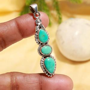Pendentif en argent sterling 925 avec turquoise d'Arizona, style bohème tendance, forme ovale, pierre précieuse, pour fiançailles, mariage, fête - Product Image 3