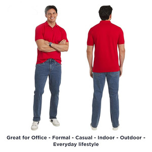 Polo Rojo para Hombre – Camiseta Clásica de Manga Corta de Algodón Informal - Product Image 3