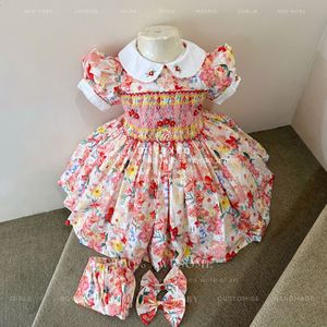 Vestido de niña con estampado floral y rayas, 100% algodón, con cuello Peter Pan, largo midi, suministro ODM, pedido personalizado. - Product Image 2