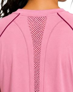 Customized <b>Women</b> Pink Quick Dry Sports T Shirt Breathable <b>Mesh</b> Panel Running Gym Workout Yoga Activewear Athletic Tee <b>Top</b> - Product Image 6