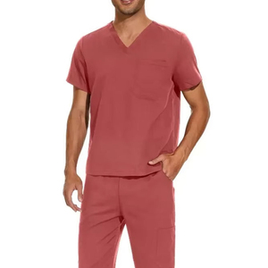Premium Four-Way Stretch Men Medical Scrub <b>Set</b> V-neck Short Sleeve <b>Doctor</b> Nurse Hospital Uniform Jogger Pants Surgical Scrubs - Product Image 5