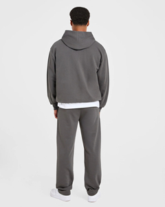 High Demanding Custom <b>Charcoal</b> Zip Hooded Sweater <b>Jogger</b> Men Autumn Tracksuit Heavyweight Polyester Jogging Suit Front Logo - Product Image 2