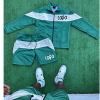 Ensemble coupe-vent en nylon personnalisé pour homme, 2 pièces, taille standard, avec veste coupe-vent et short en nylon color-lock