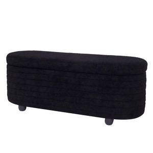 Modern Black Teddy Velvet Upholstered Storage Bench End-Of-Bed Stool for Living Room Entryway Bedroom - Product Image 5