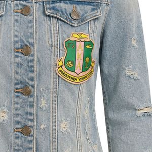 Blue Women Distressed Cropped Denim Jacket Casual Long Sleeve Jean Outerwear Fashion Short Jacket Trendy Streetwear Apparel - Product Image 6