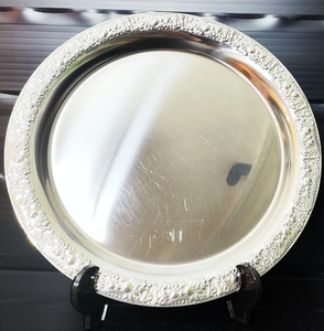 Metal Charger <b>Plate</b> Engraved Custom Border Design Tableware Food Serving Dish 12" Metal <b>Plates</b> & Dishes Restaurant Supplies - Product Image 5