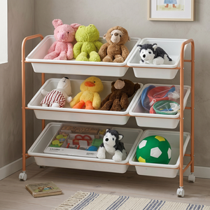 Taiwan Home <b>Storage</b> Furniture Household Kids 6-<b>drawer</b> DIY Toy <b>Storage</b> Organizer Modern Glossy Rolling Metal Box Shelf - Product Image 2