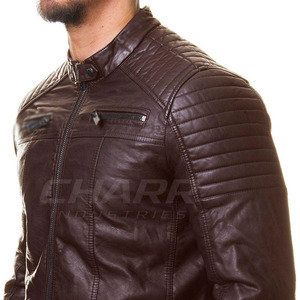 Veste d'hiver en cuir pour homme, coupe ajustée élégante avec doublure intérieure douce et un look moderne et stylé - Product Image 3