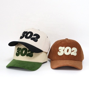 Embroidered Corduroy Baseball Cap Unisex Adjustable 6-Panel Hat Casual Spring Summer Style <b>Adult</b> 58-60CM - Product Image 5