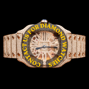 Montre carrée artisanale à cadran squelette, entièrement sertie de diamants Moissanite en or blanc, mouvement à quartz, collection exclusive Hip Hop pour homme - Product Image 3