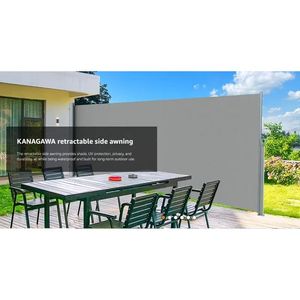 Tenda laterale retrattile 71x118 pollici grigio chiaro facile installazione impermeabile resistente UV giardino giardino giardino riparo sole - Product Image 5