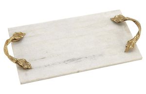 Meilleur plateau en marbre au design élégant, plateaux décoratifs, plateau en pierre, plateau de service, plateau de service en marbre avec poignée métallique, prix direct usine - Product Image 2