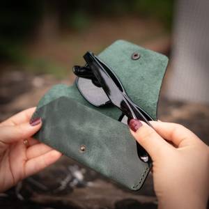 Slim Genuine Leather <b>Glasses</b> Cover Luxury <b>Soft</b> Cowhide Pouch Handmade Travel Reading Eyewear Protector <b>Case</b> LGC-0092 - Product Image 1